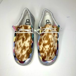HEY DUDE STYLE COW HIDE SLIP ON SNEAKERS